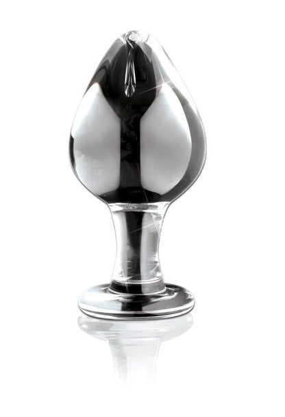 Plug anal en verre Icicles – vue principale forme bulbe large base ronde transparente borosilicate body-safe