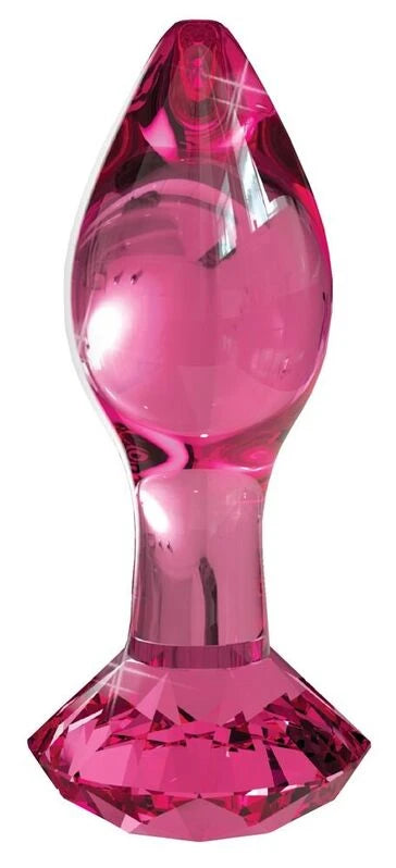 Plug anal en verre rose Icicles – base cristal taillé facettes corps lisse effilé borosilicate body-safe