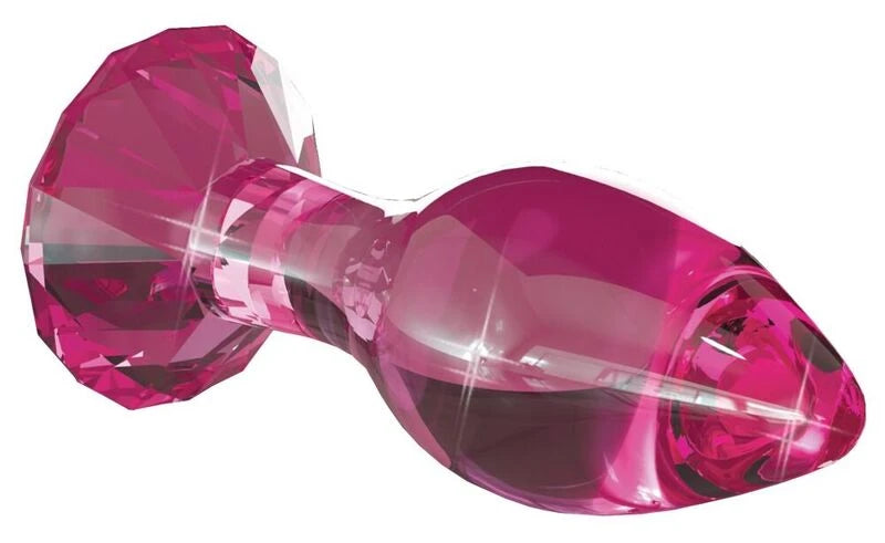 Plug anal en verre rose Icicles – vue de côté base et embout cristal taillé facettes borosilicate body-safe