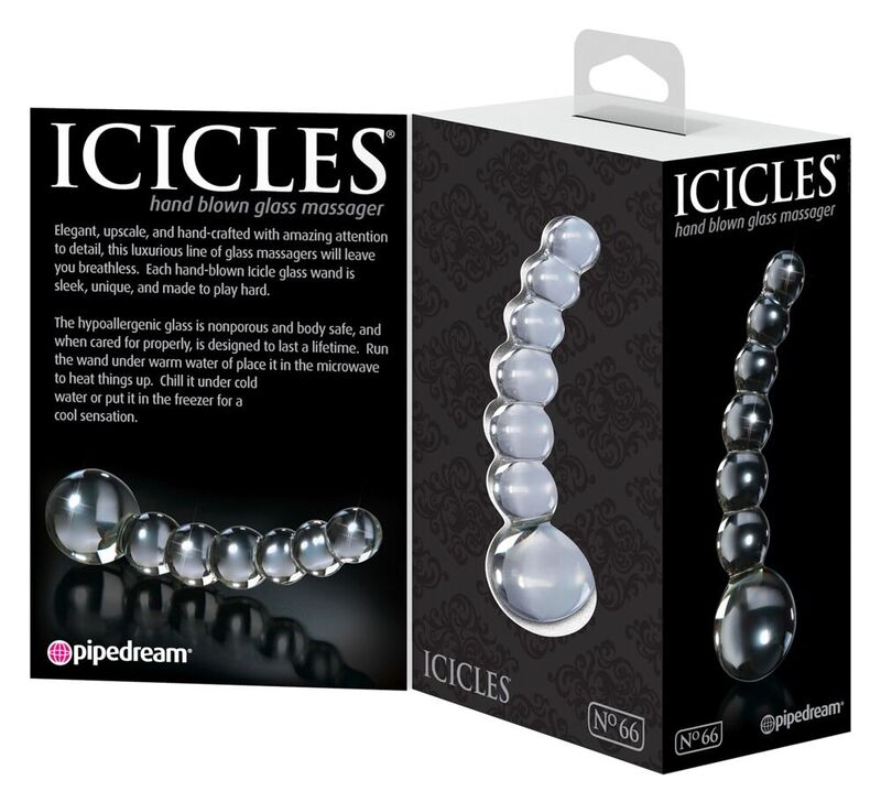 Icicles No.66 Pipedream – packaging dos et face gode en verre perles progressives hand blown glass body-safe
