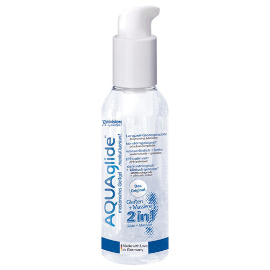 Flacon pompe AQUAglide Original 2 en 1, lubrifiant neutre et gel de massage à base d'eau, 125 ml