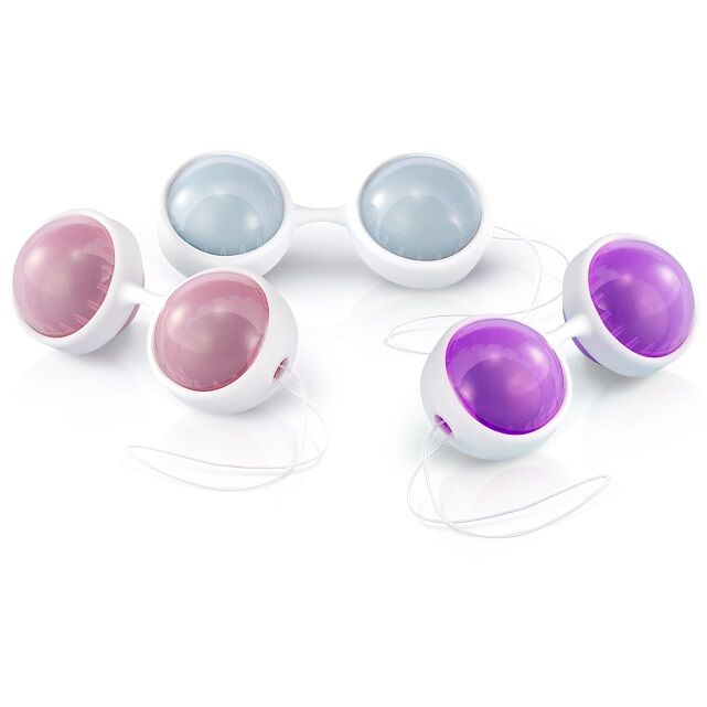 Six boules pastel rose, violet et bleu présentées séparément sur fond blanc