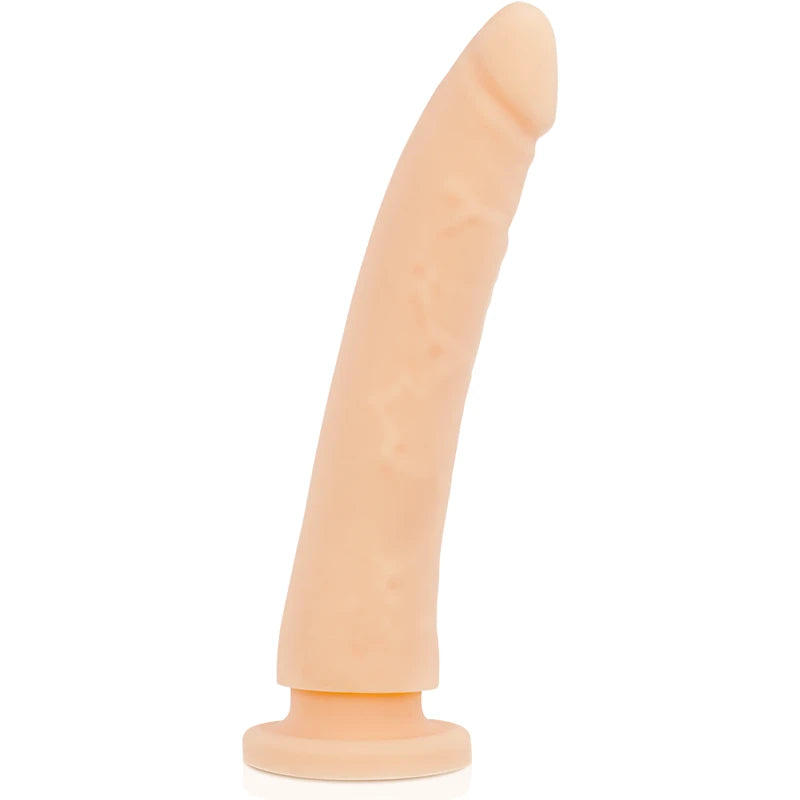 Gode ventouse en silicone médical coloris naturel, base ventouse évasée