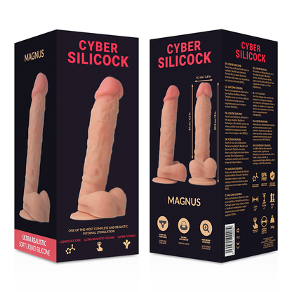 CYBER SILICOCK - DONG EN SILICONE LIQUIDE DOUX ULTRA RÉALISTE 20.5 CM -O- 4.1 CM - Naturel Ethique