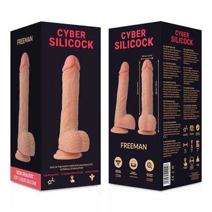CYBER SILICOCK - FREEMAN SILICONE LIQUIDE SOUPLE ULTRA RÉALISTE 20 CM -O- 3.8 CM - Naturel Ethique