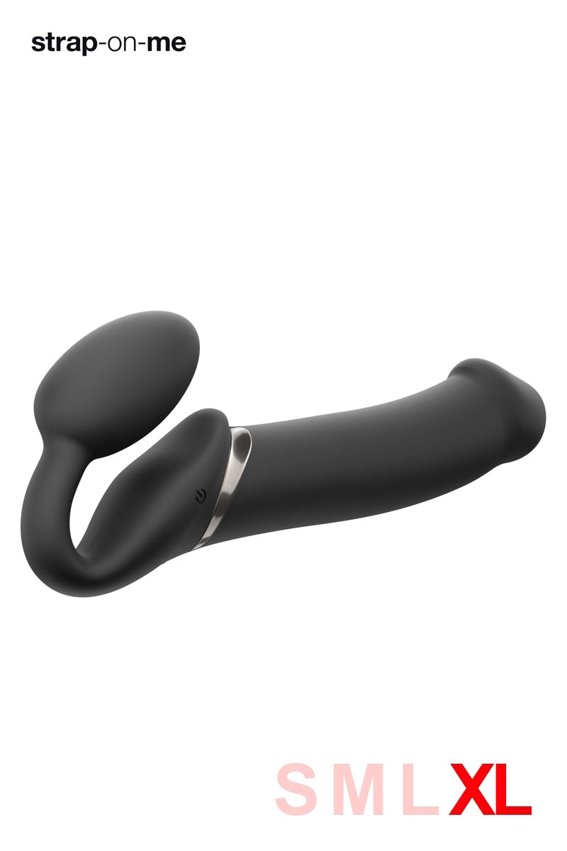 Gode Strap On Me vibrant noir avec télécommande, vue d’ensemble