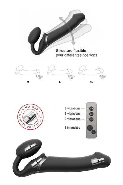 Gode Strap On Me vibrant sans harnais, silicone et ABS