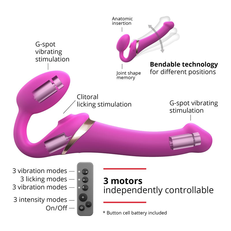 Gode ceinture multi orgasme Strap-On-Me à langue vibrante