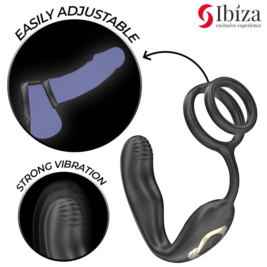 Anneau vibrant ajustable Ibiza avec stimulateur prostatique puissant avec demonstration