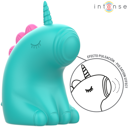 Stimulateur clitoridien sans contact TRIXIE en silicone body-safe, design licorne verte